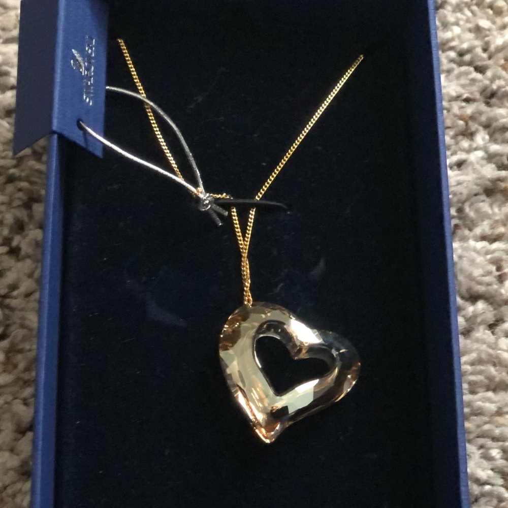NWT Swarovski Love Heart Golden Shadow Pendant